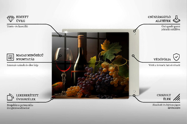 Kitchen worktop protector A glass of wine and grapes