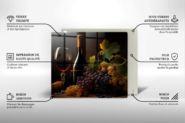 Kitchen worktop protector A glass of wine and grapes