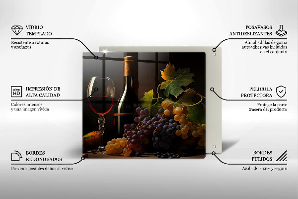 Kitchen worktop protector A glass of wine and grapes