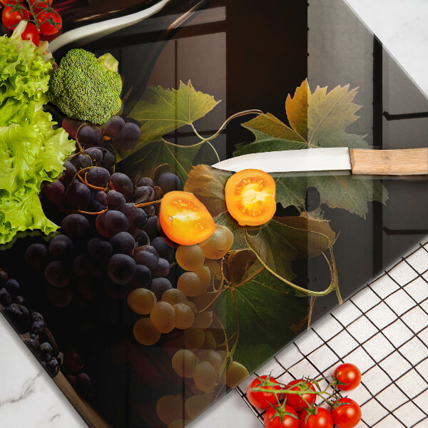 Kitchen worktop protector A glass of wine and grapes