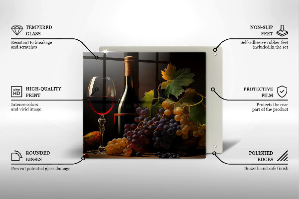 Kitchen worktop protector A glass of wine and grapes