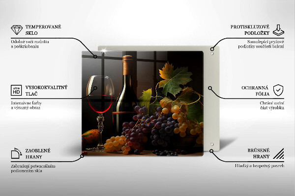 Kitchen worktop protector A glass of wine and grapes