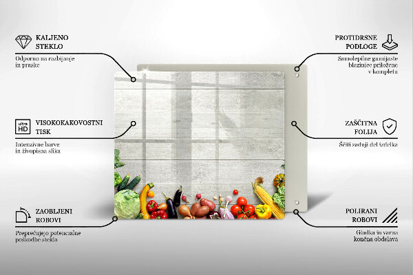 Glass worktop saver Vegetables on the boards