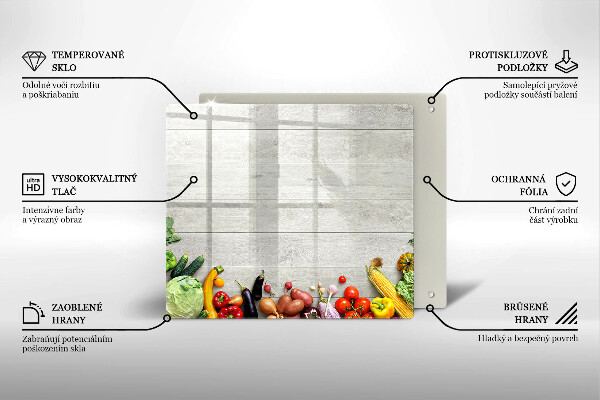 Glass worktop saver Vegetables on the boards