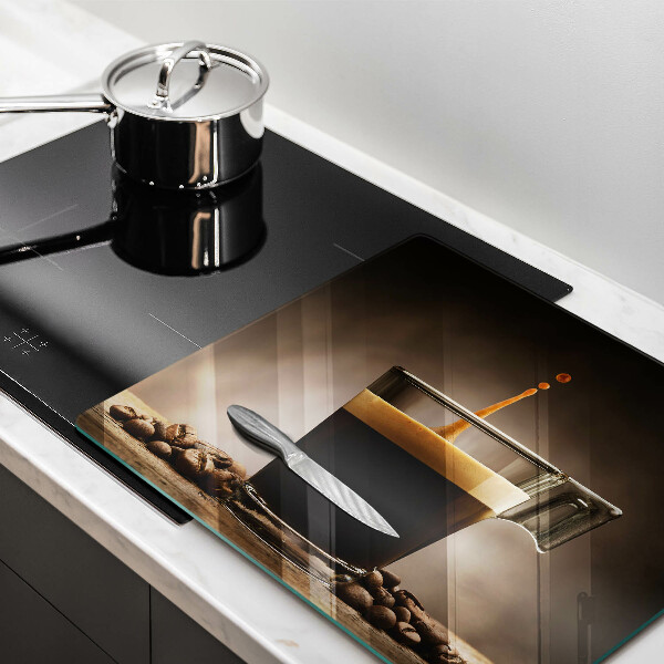 Chopping board Glass and coffee beans