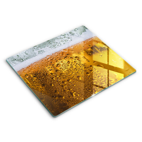 Chopping board Wet glass of beer