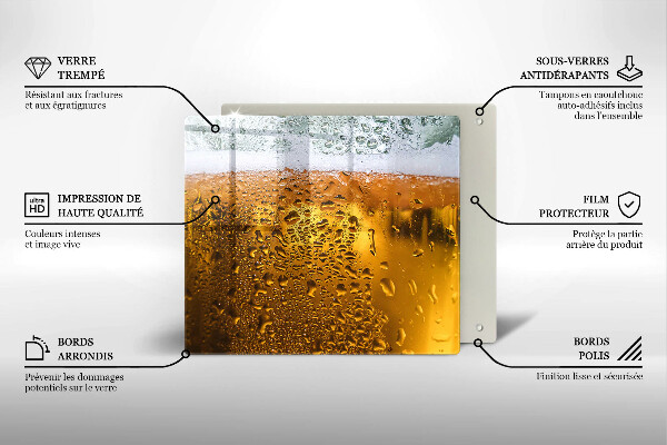 Chopping board Wet glass of beer