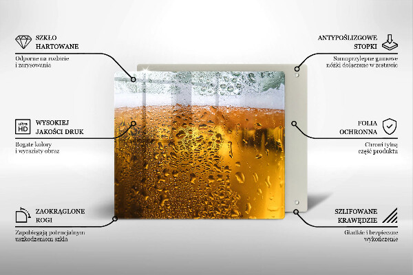 Chopping board Wet glass of beer