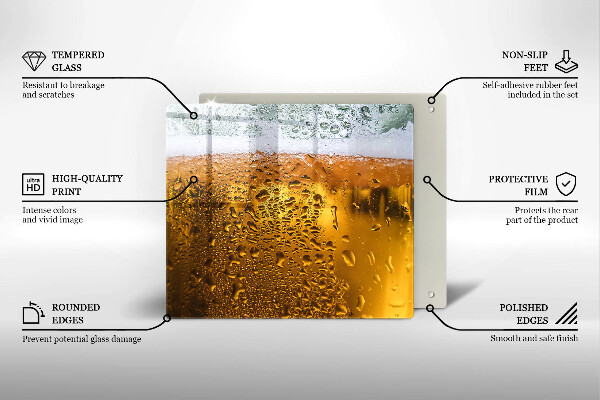 Chopping board Wet glass of beer