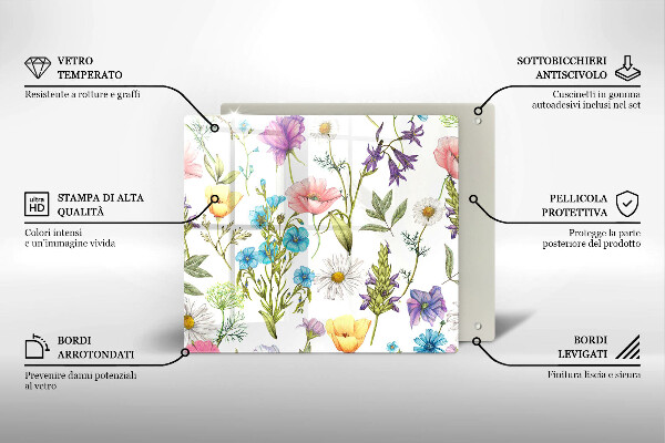 Chopping board glass Flowers illustration