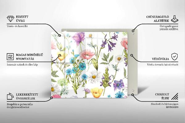 Chopping board glass Flowers illustration