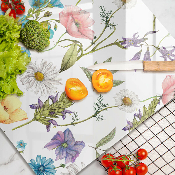 Chopping board glass Flowers illustration