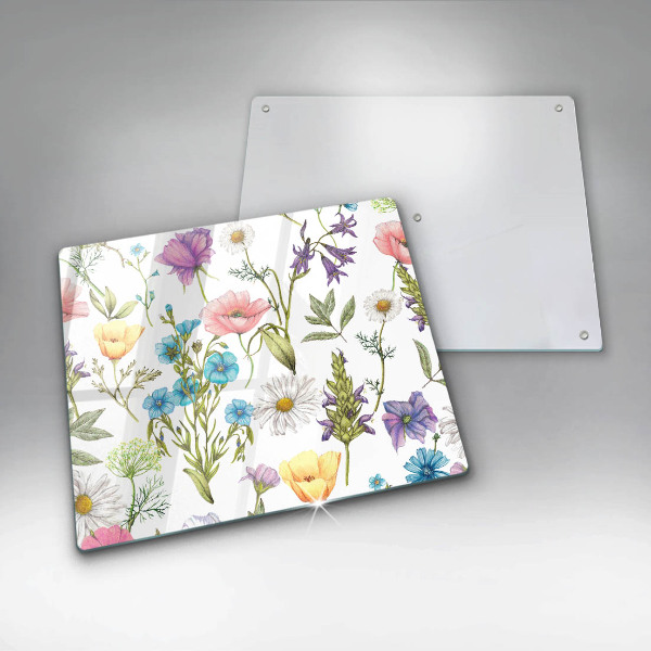 Chopping board glass Flowers illustration