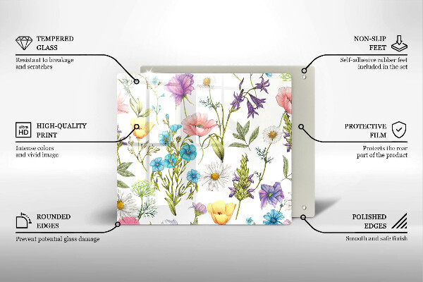 Chopping board glass Flowers illustration