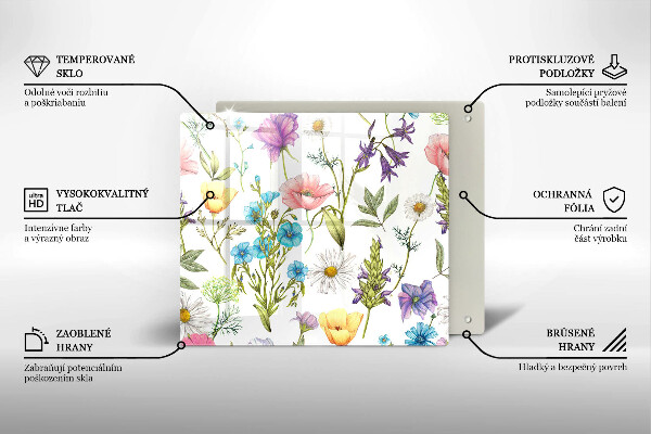 Chopping board glass Flowers illustration