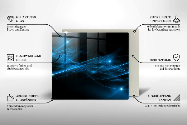 Chopping board glass Blue smoke abstraction