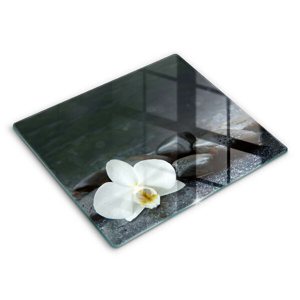 Chopping board glass White flower stones Zen