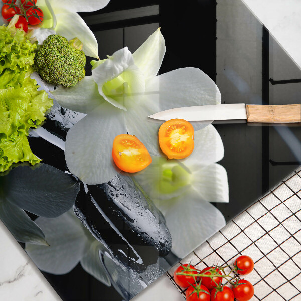 Kitchen worktop protector Zen white flowers in water