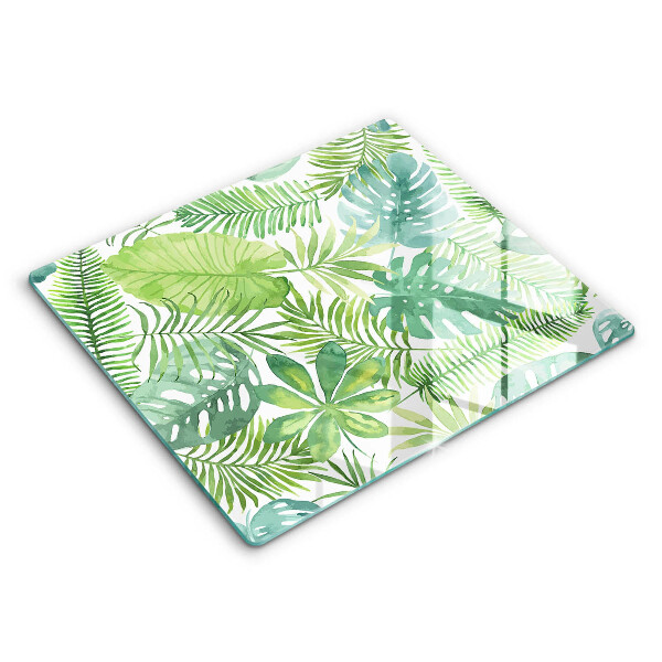 Chopping board glass Boho watercolors leaves