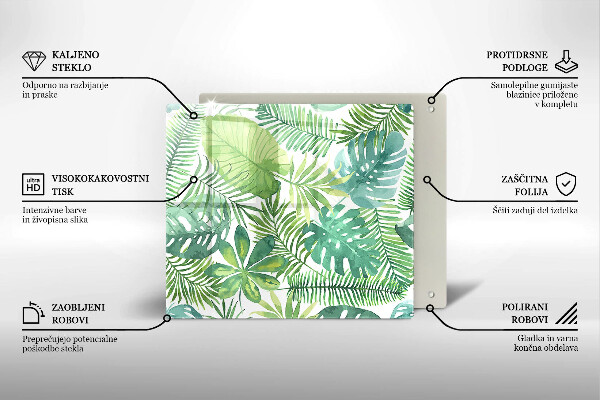 Chopping board glass Boho watercolors leaves