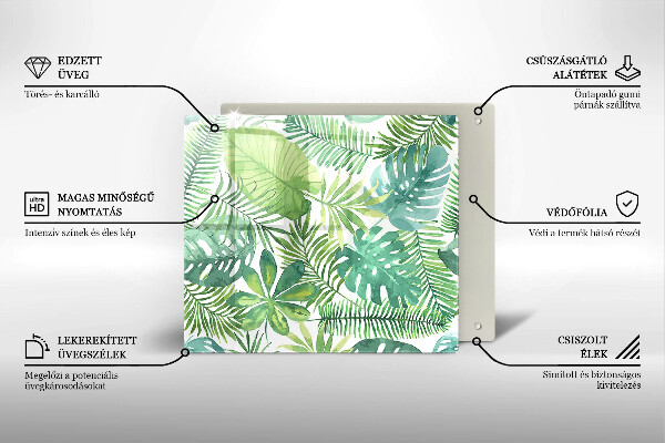 Chopping board glass Boho watercolors leaves