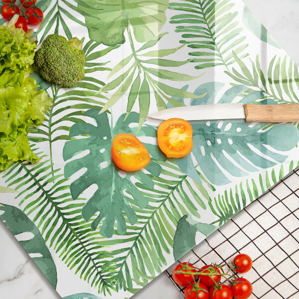 Chopping board glass Boho watercolors leaves