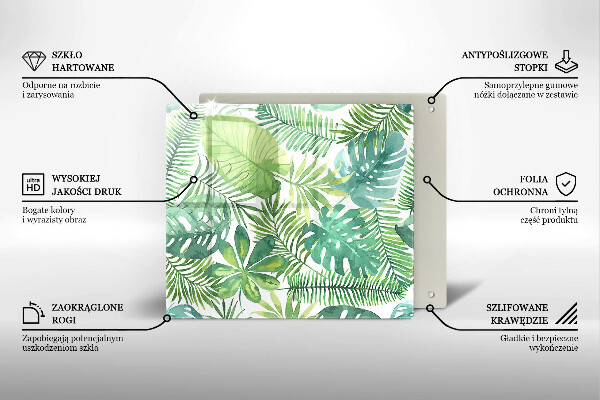 Chopping board glass Boho watercolors leaves