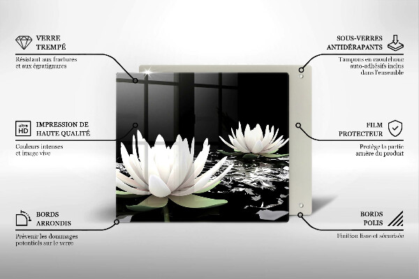 Kitchen worktop protector White lilies on the water