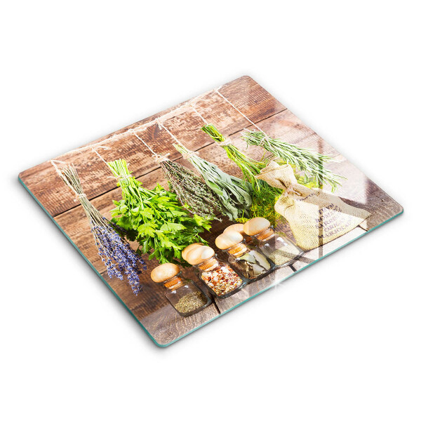 Kitchen worktop protector Herbs spices and wood