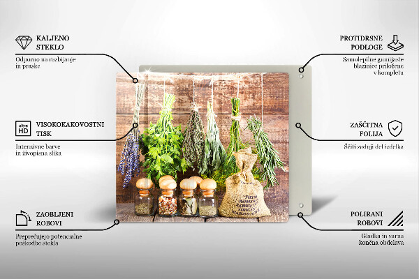 Kitchen worktop protector Herbs spices and wood