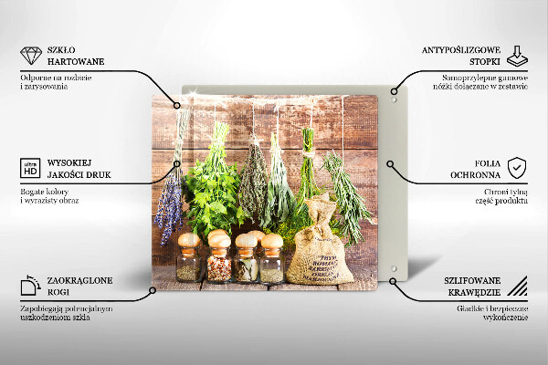 Kitchen worktop protector Herbs spices and wood