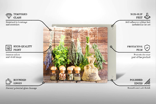 Kitchen worktop protector Herbs spices and wood
