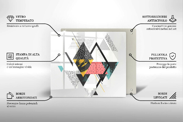 Chopping board glass Abstraction of the triangle