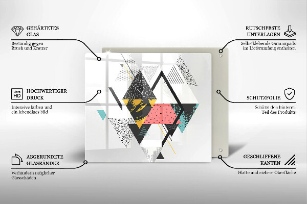 Chopping board glass Abstraction of the triangle