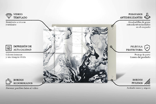 Chopping board glass Ink abstraction