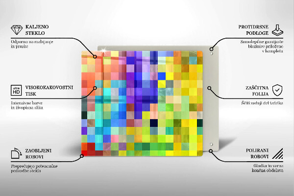 Kitchen worktop protector Colorful squares pixels