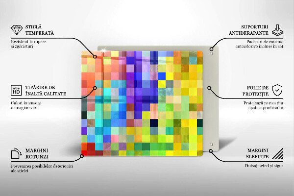 Kitchen worktop protector Colorful squares pixels