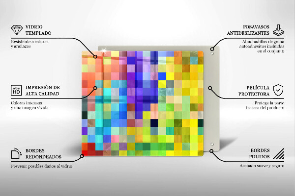 Kitchen worktop protector Colorful squares pixels