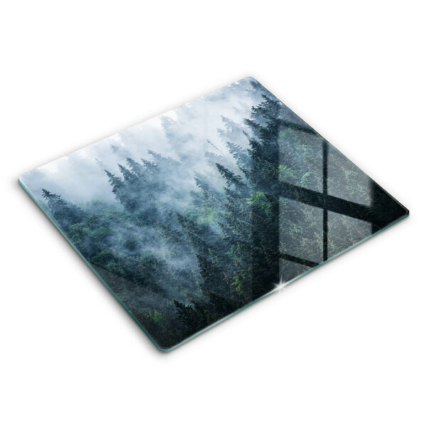 Glass worktop saver Forest of trees and fog