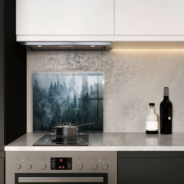 Glass worktop saver Forest of trees and fog