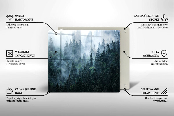 Glass worktop saver Forest of trees and fog