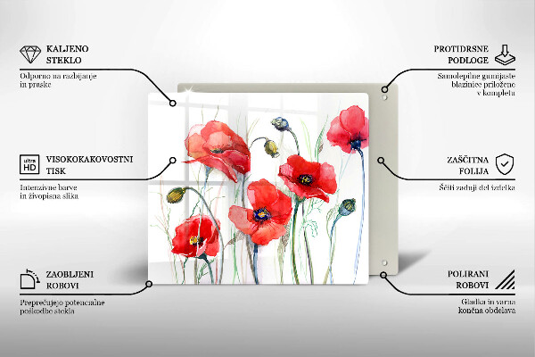 Kitchen worktop protector Red flowers