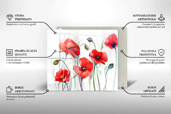 Kitchen worktop protector Red flowers