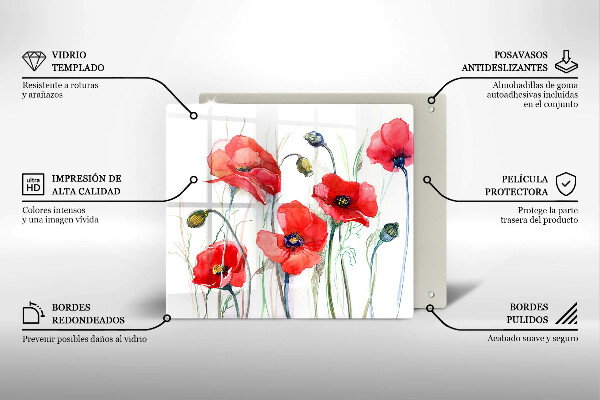 Kitchen worktop protector Red flowers