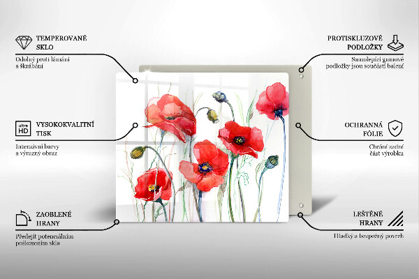 Kitchen worktop protector Red flowers