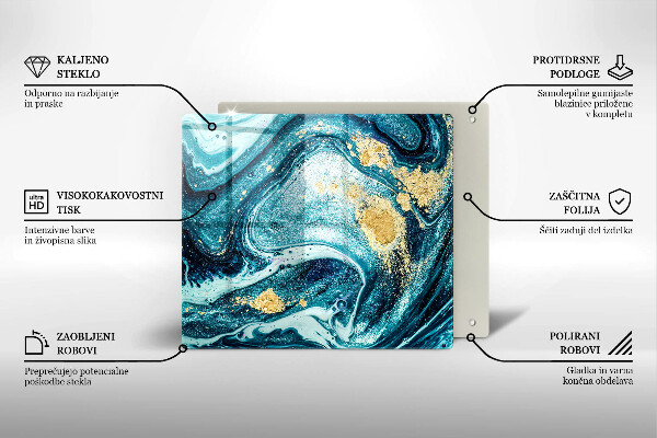 Chopping board Blue abstraction gold