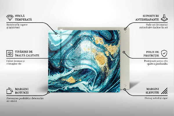 Chopping board Blue abstraction gold