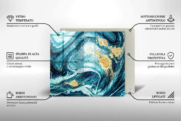 Chopping board Blue abstraction gold