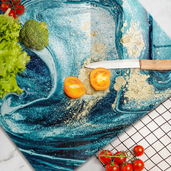 Chopping board Blue abstraction gold