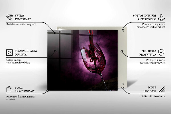 Chopping board glass A glass of wine